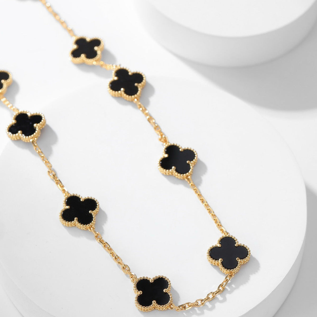 [Triumph Jewelry]CLOVER 10 MOTIFS ONYX NECKLACE