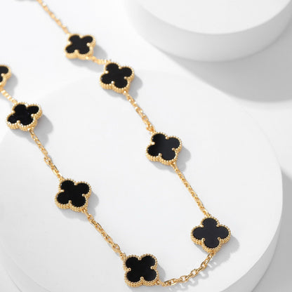 [Triumph Jewelry]CLOVER 10 MOTIFS ONYX NECKLACE