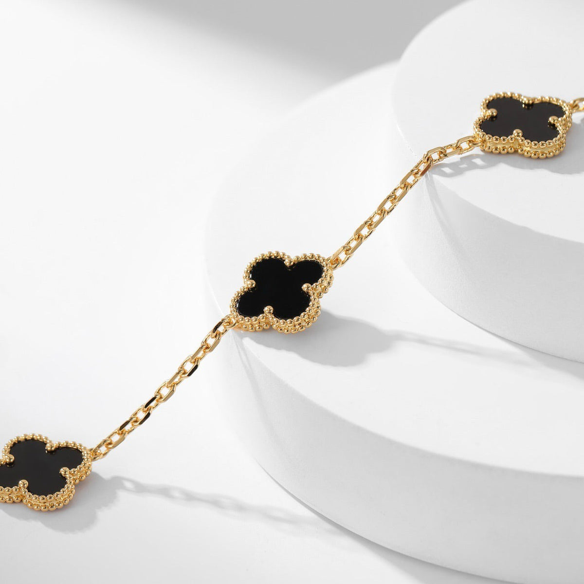 [Triumph Jewelry]CLOVER 10 MOTIFS ONYX NECKLACE