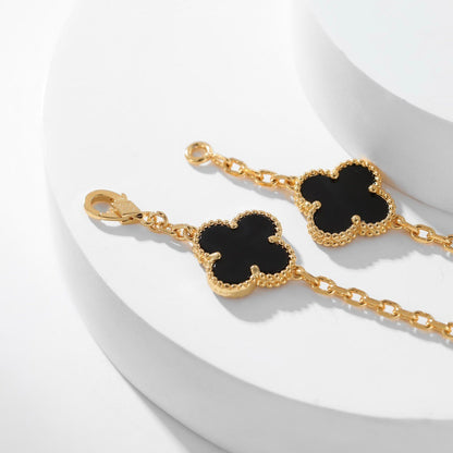 [Triumph Jewelry]CLOVER 10 MOTIFS ONYX NECKLACE