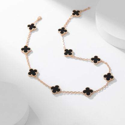 [Triumph Jewelry]CLOVER 10 MOTIFS ONYX NECKLACE