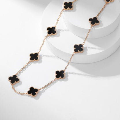 [Triumph Jewelry]CLOVER 10 MOTIFS ONYX NECKLACE