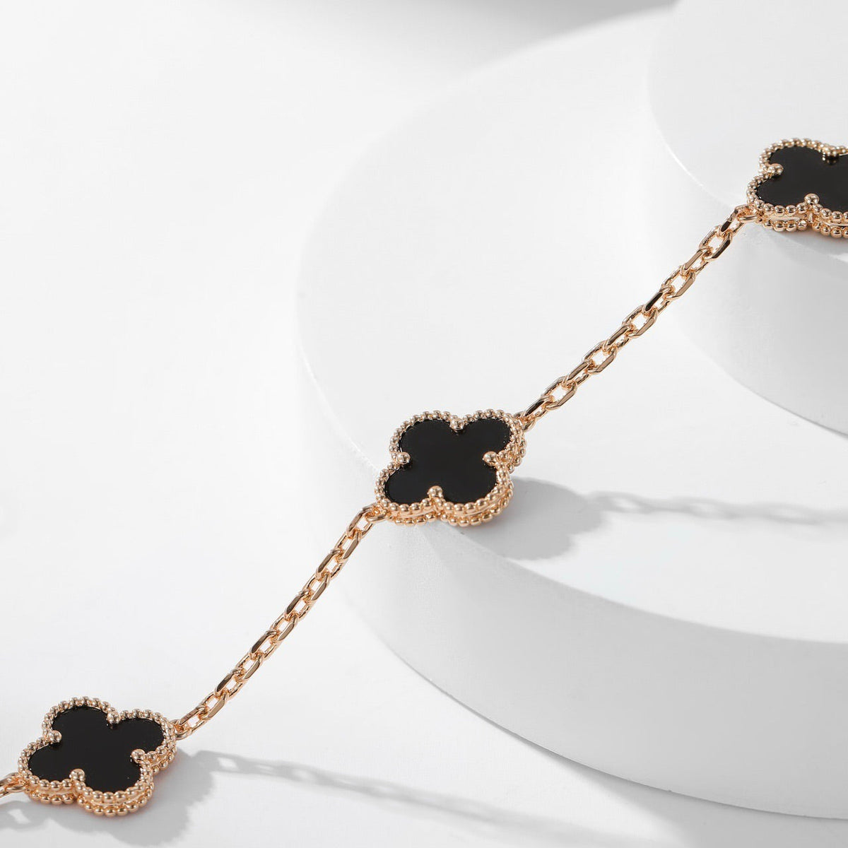 [Triumph Jewelry]CLOVER 10 MOTIFS ONYX NECKLACE