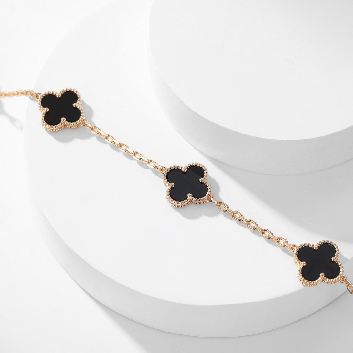 [Triumph Jewelry]CLOVER 10 MOTIFS ONYX NECKLACE