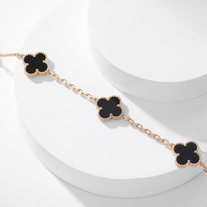[Triumph Jewelry]CLOVER 10 MOTIFS ONYX NECKLACE