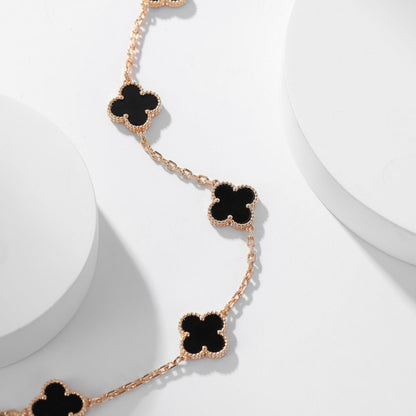 [Triumph Jewelry]CLOVER 10 MOTIFS ONYX NECKLACE