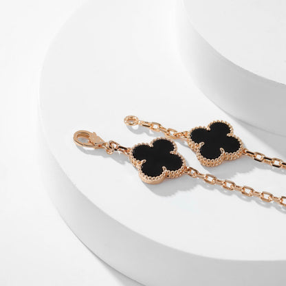 [Triumph Jewelry]CLOVER 10 MOTIFS ONYX NECKLACE