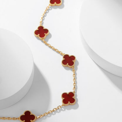 [Triumph Jewelry]CLOVER 10 MOTIFS CARNELIAN NECKLACE