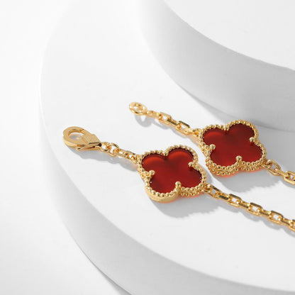 [Triumph Jewelry]CLOVER 10 MOTIFS CARNELIAN NECKLACE