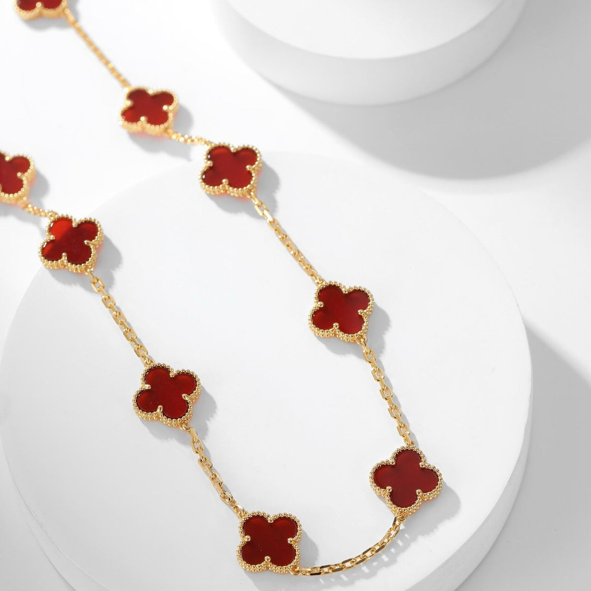 [Triumph Jewelry]CLOVER 10 MOTIFS CARNELIAN NECKLACE
