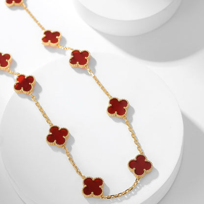 [Triumph Jewelry]CLOVER 10 MOTIFS CARNELIAN NECKLACE
