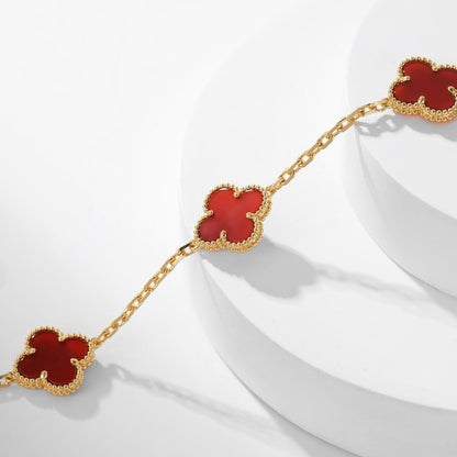 [Triumph Jewelry]CLOVER 10 MOTIFS CARNELIAN NECKLACE