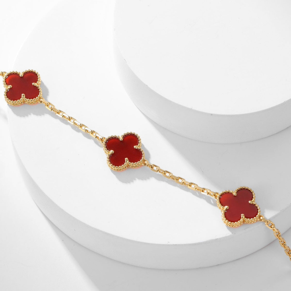 [Triumph Jewelry]CLOVER 10 MOTIFS CARNELIAN NECKLACE