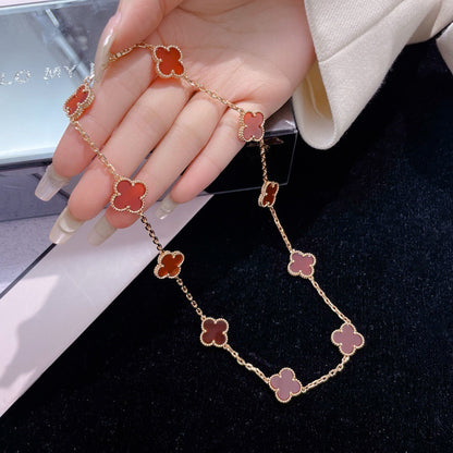 [Triumph Jewelry]CLOVER 10 MOTIFS CARNELIAN NECKLACE