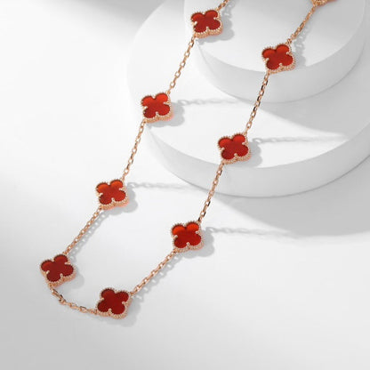 [Triumph Jewelry]CLOVER 10 MOTIFS CARNELIAN NECKLACE