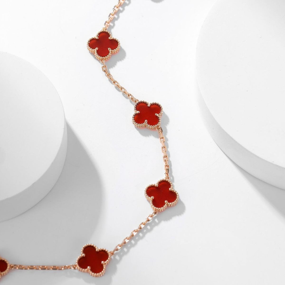 [Triumph Jewelry]CLOVER 10 MOTIFS CARNELIAN NECKLACE