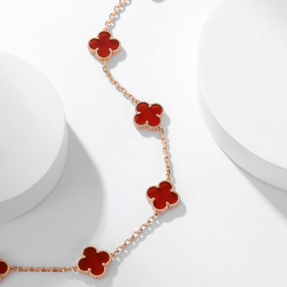 [Triumph Jewelry]CLOVER 10 MOTIFS CARNELIAN NECKLACE