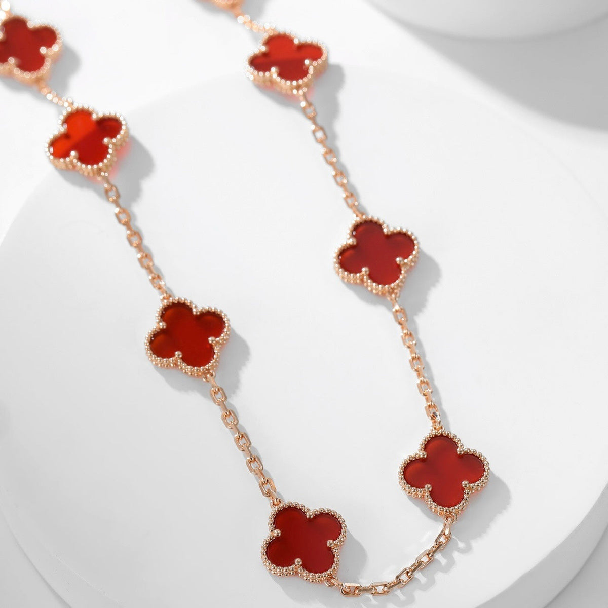 [Triumph Jewelry]CLOVER 10 MOTIFS CARNELIAN NECKLACE