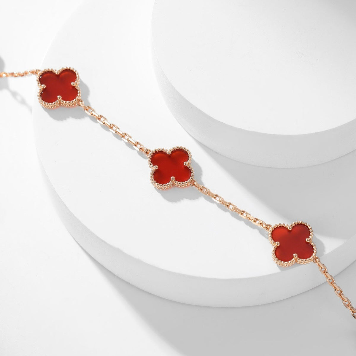 [Triumph Jewelry]CLOVER 10 MOTIFS CARNELIAN NECKLACE