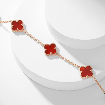 [Triumph Jewelry]CLOVER 10 MOTIFS CARNELIAN NECKLACE