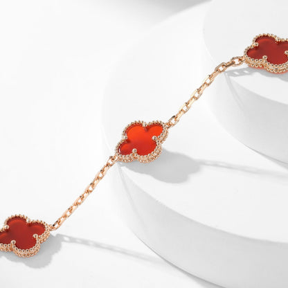 [Triumph Jewelry]CLOVER 10 MOTIFS CARNELIAN NECKLACE