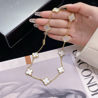 [Triumph Jewelry]CLOVER 10 MOTIFS WHITE MOTHER OF PEARL NECKLACE