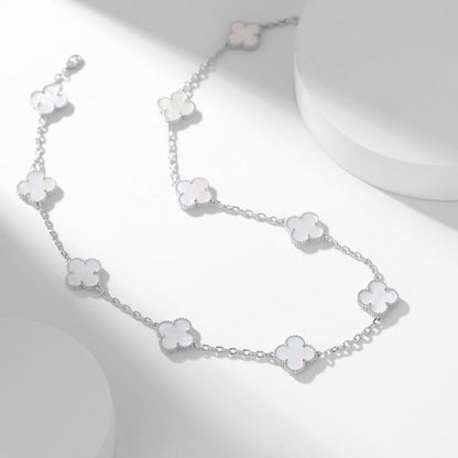 [Triumph Jewelry]CLOVER 10 MOTIFS WHITE MOTHER OF PEARL NECKLACE
