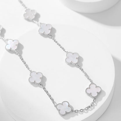 [Triumph Jewelry]CLOVER 10 MOTIFS WHITE MOTHER OF PEARL NECKLACE