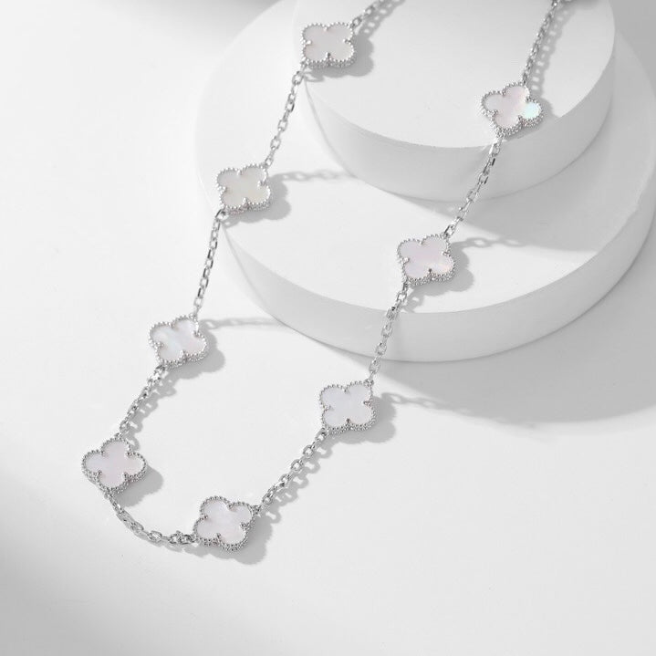 [Triumph Jewelry]CLOVER 10 MOTIFS WHITE MOTHER OF PEARL NECKLACE