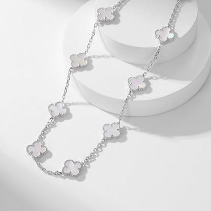 [Triumph Jewelry]CLOVER 10 MOTIFS WHITE MOTHER OF PEARL NECKLACE