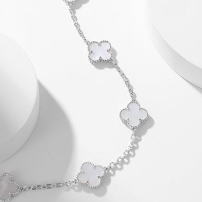 [Triumph Jewelry]CLOVER 10 MOTIFS WHITE MOTHER OF PEARL NECKLACE