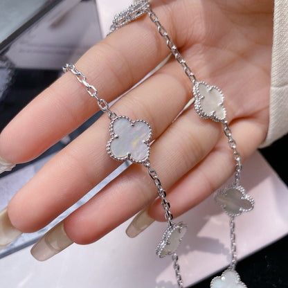 [Triumph Jewelry]CLOVER 10 MOTIFS WHITE MOTHER OF PEARL NECKLACE