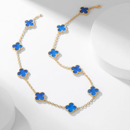 [Triumph Jewelry]CLOVER 10 MOTIFS BLUE AGATE NECKLACE