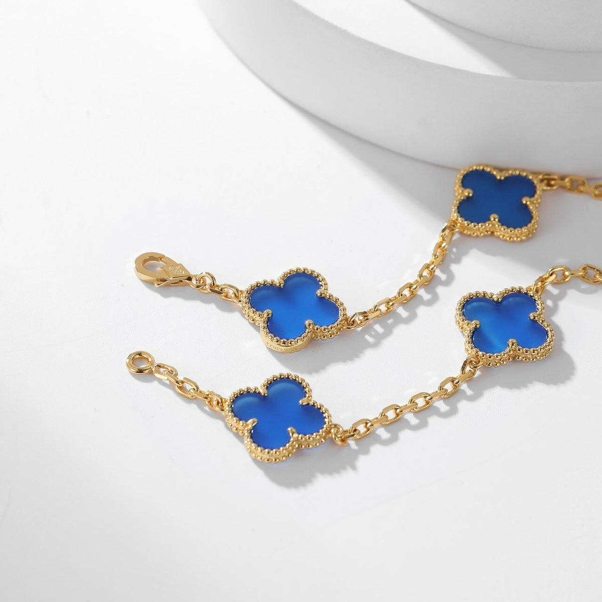 [Triumph Jewelry]CLOVER 10 MOTIFS BLUE AGATE NECKLACE