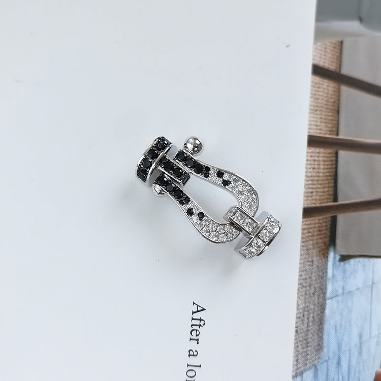 [Triumph Jewelry]FORCE LARGE HORSESHOE BLACK WHITE DIAMOND BRACELET ROSE GOLD