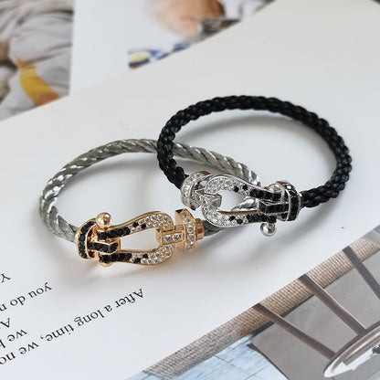 [Triumph Jewelry]FORCE LARGE HORSESHOE BLACK WHITE DIAMOND BRACELET ROSE GOLD