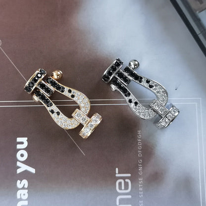 [Triumph Jewelry]FORCE LARGE HORSESHOE BLACK WHITE DIAMOND BRACELET ROSE GOLD