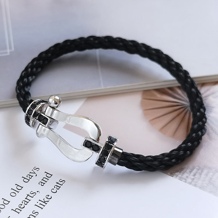 [Triumph Jewelry]FORCE LARGE HORSESHOE BLACK DIAMOND BRACELET SILVER
