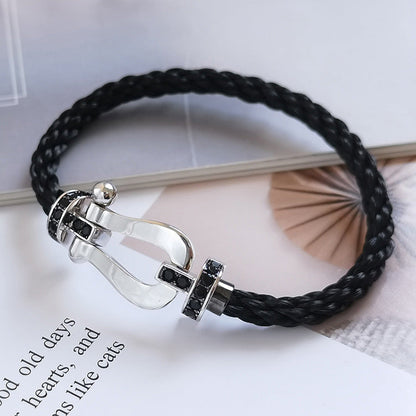 [Triumph Jewelry]FORCE LARGE HORSESHOE BLACK DIAMOND BRACELET SILVER