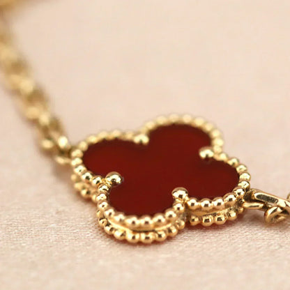 [Triumph Jewelry] CLOVER 5 MOTIF RED CORNELIAN BRACELET COLLECTION