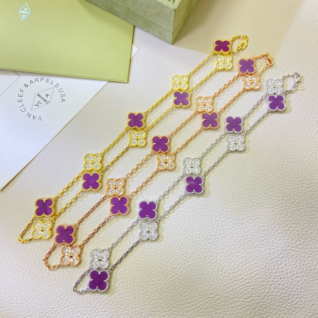 [Triumph Jewelry Jewelry]CLOVER 10 MOTIFS  PURPLE VIOLET DIAMOND NECKLACE