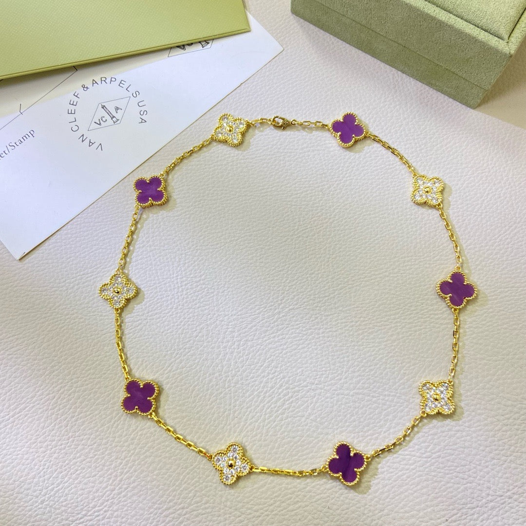[Triumph Jewelry Jewelry]CLOVER 10 MOTIFS  PURPLE VIOLET DIAMOND NECKLACE