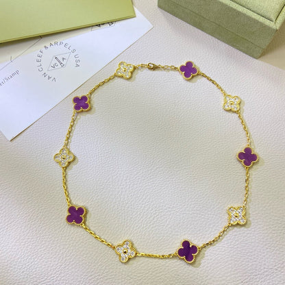 [Triumph Jewelry Jewelry]CLOVER 10 MOTIFS  PURPLE VIOLET DIAMOND NECKLACE