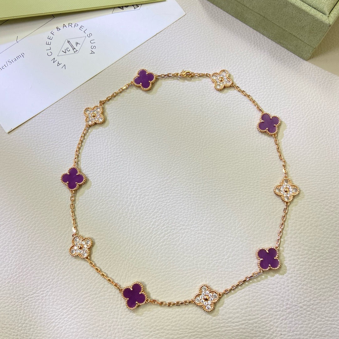 [Triumph Jewelry Jewelry]CLOVER 10 MOTIFS  PURPLE VIOLET DIAMOND NECKLACE