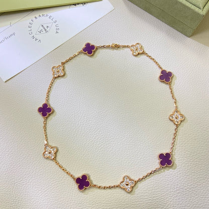 [Triumph Jewelry Jewelry]CLOVER 10 MOTIFS  PURPLE VIOLET DIAMOND NECKLACE