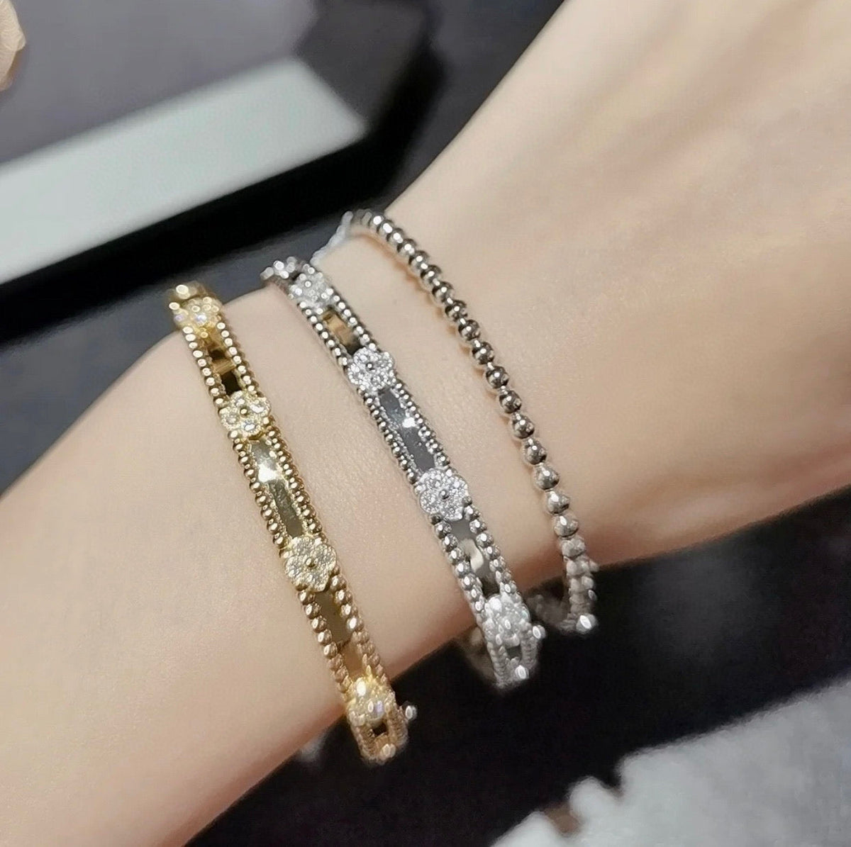[Triumph Jewelry]CLOVER BRACELET 4MM DIAMONDS