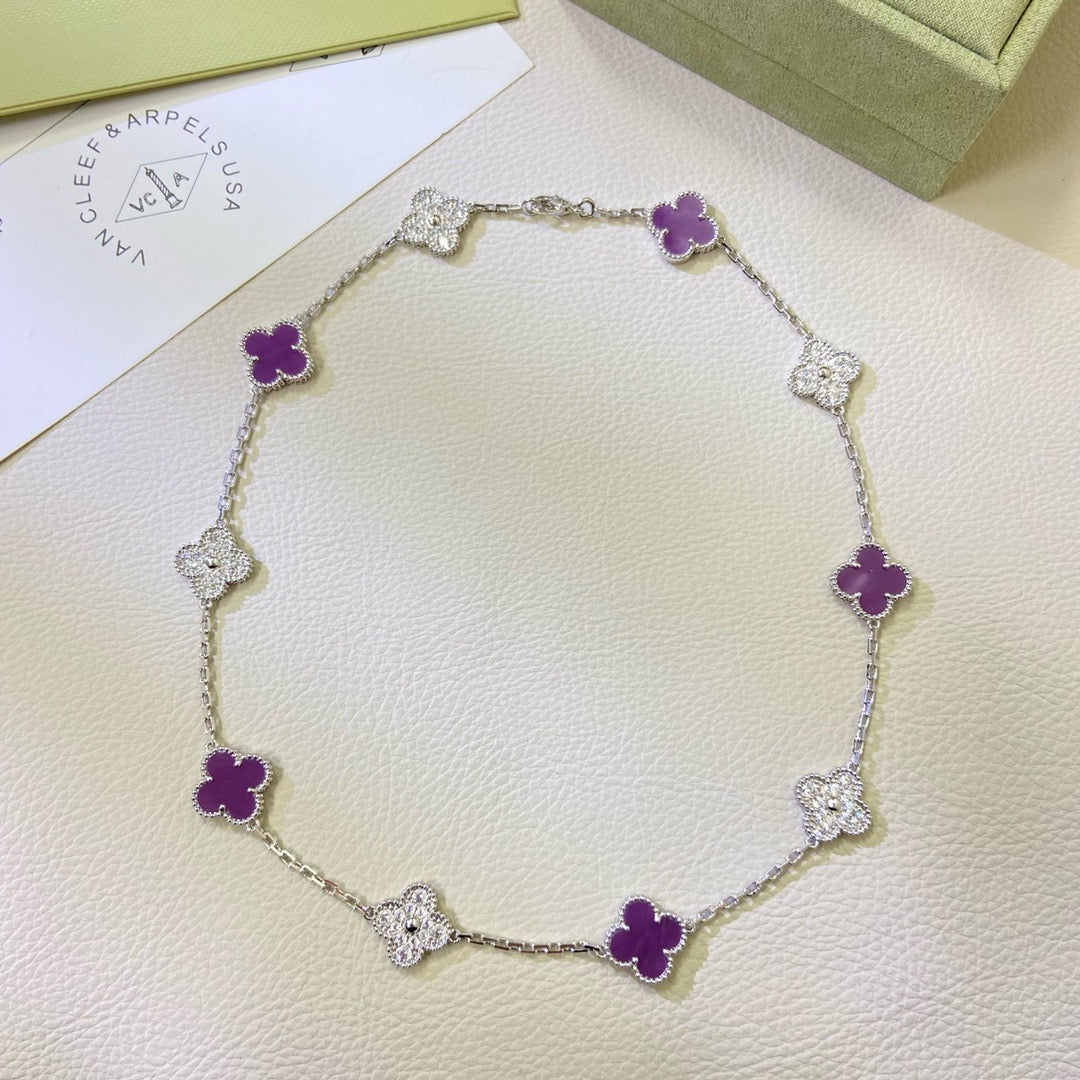 [Triumph Jewelry Jewelry]CLOVER 10 MOTIFS  PURPLE VIOLET DIAMOND NECKLACE