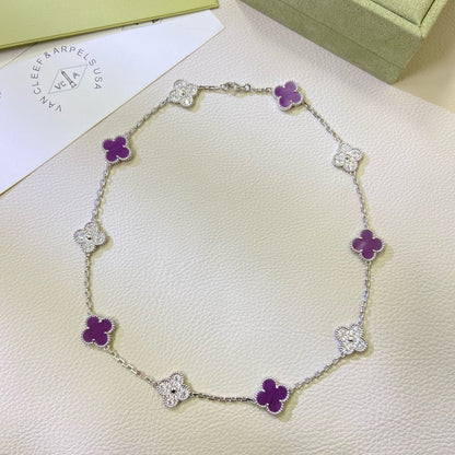 [Triumph Jewelry Jewelry]CLOVER 10 MOTIFS  PURPLE VIOLET DIAMOND NECKLACE