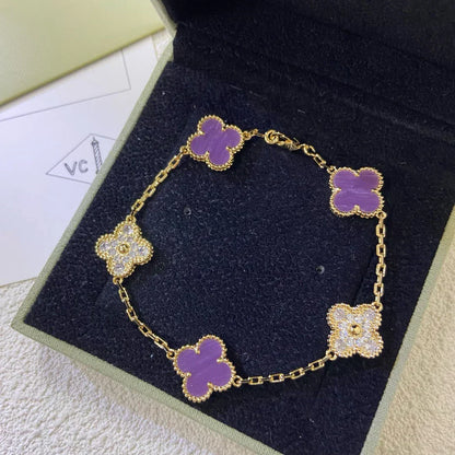 [Triumph Jewelry] CLOVER 5 MOTIF VIOLET BRACELET COLLECTION