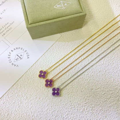 [Triumph Jewelry Jewelry]CLOVER 15MM DIAMOND  PURPLE VIOLET NECKLACE